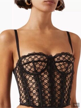 Gucci Black Lace Longline Bustier Top